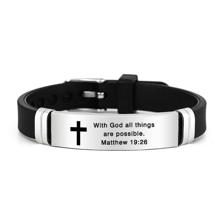 Christianartworkshop Multi - Styled Motivational Cross Bracelet with Bible Verses - Silver 19:26 - image 0
