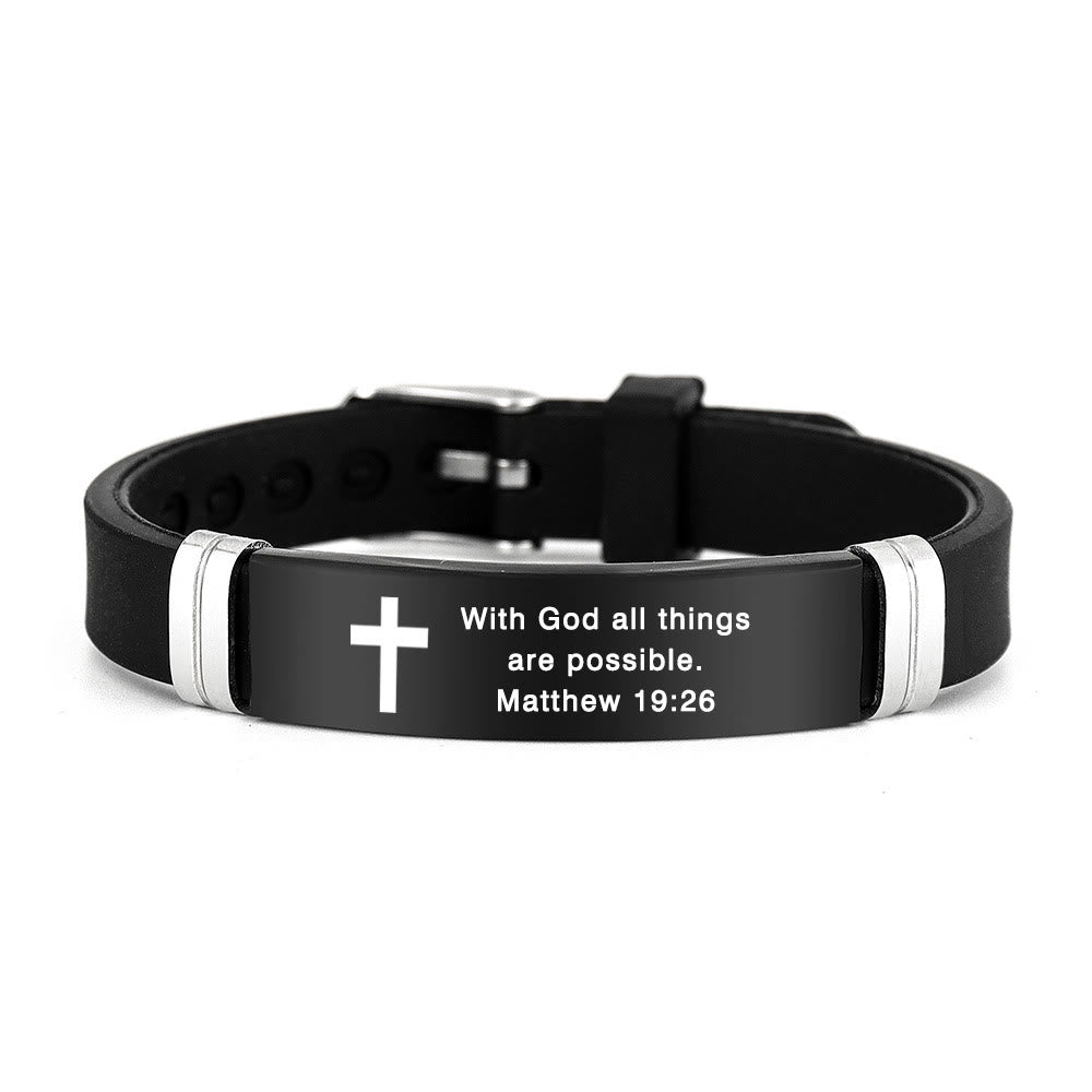 Christianartworkshop Multi - Styled Motivational Cross Bracelet with Bible Verses - Black 19:26 - image 14