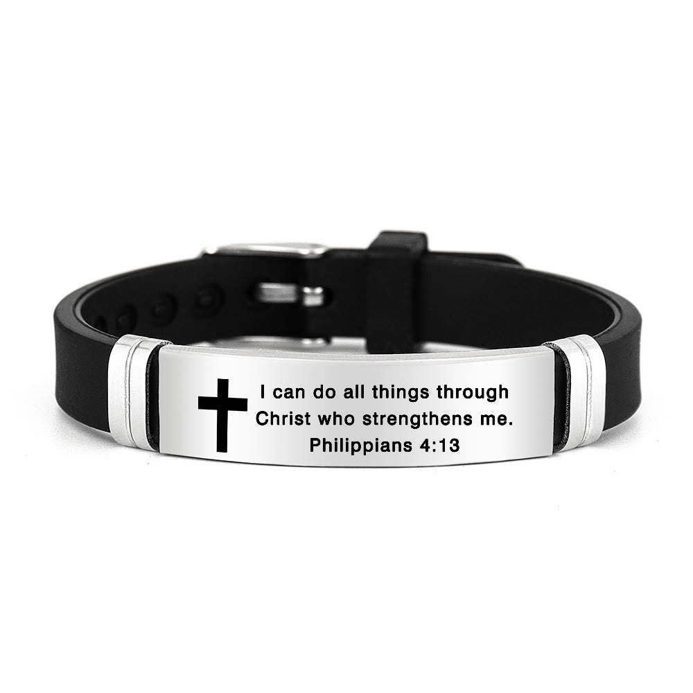 Christianartworkshop Multi - Styled Motivational Cross Bracelet with Bible Verses - Silver 4:13 - image 3