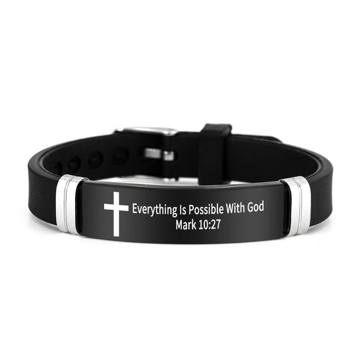 Christianartworkshop Multi - Styled Motivational Cross Bracelet with Bible Verses - Black 10:27 - image 24