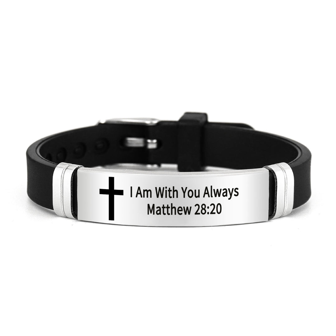 Christianartworkshop Multi - Styled Motivational Cross Bracelet with Bible Verses - Silver 28:20 - image 12