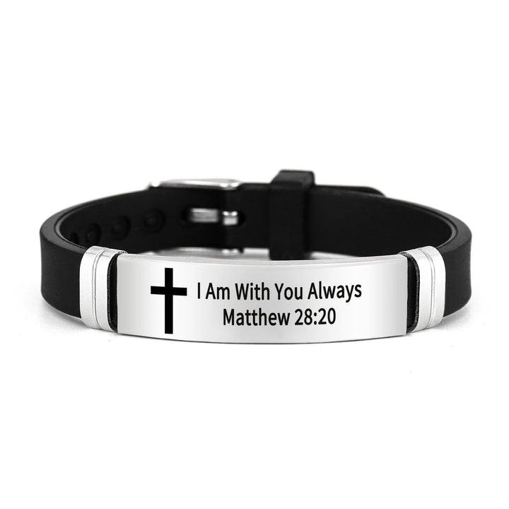 Christianartworkshop Multi - Styled Motivational Cross Bracelet with Bible Verses - Silver 28:20 - image 12