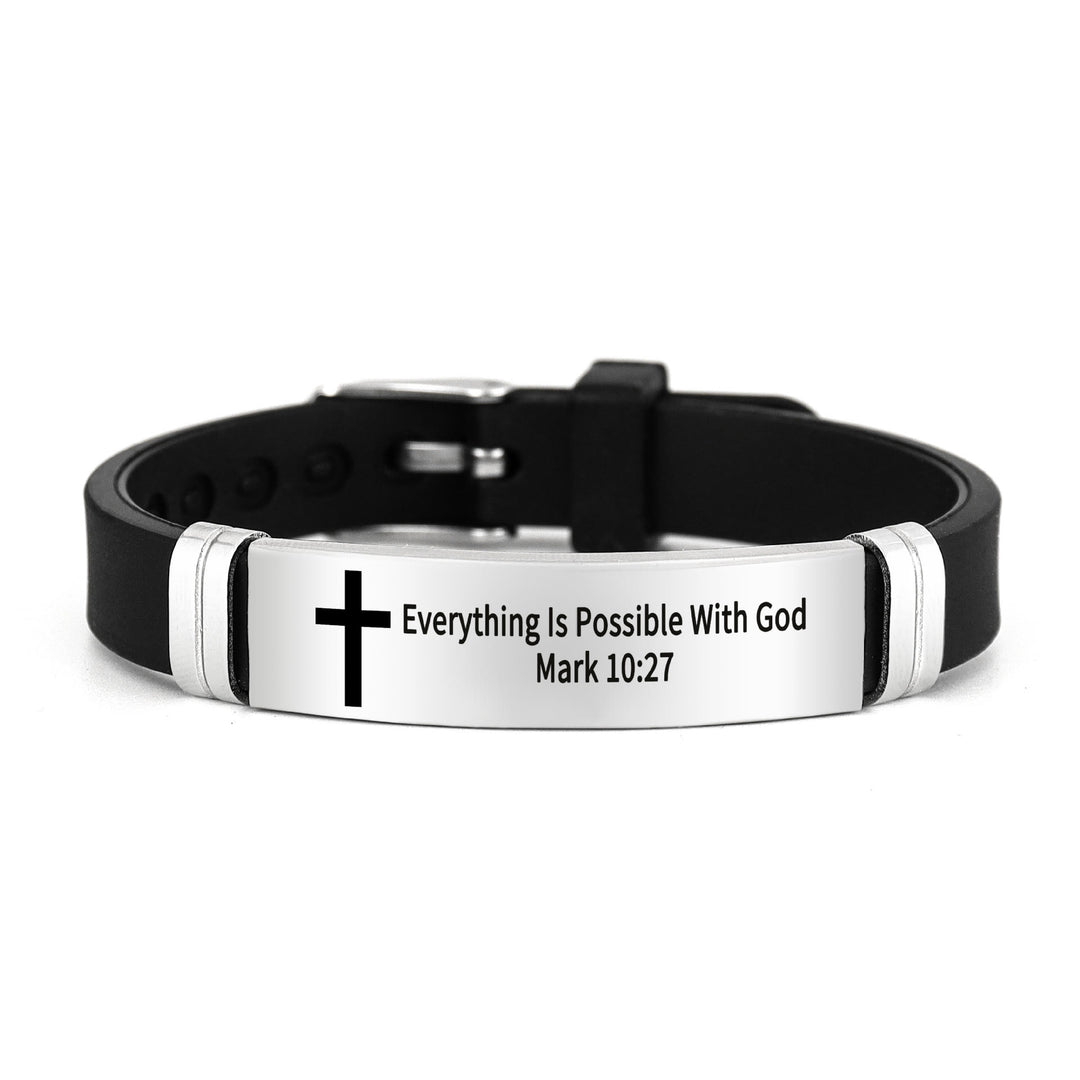 Christianartworkshop Multi - Styled Motivational Cross Bracelet with Bible Verses - Silver 10:27 - image 10
