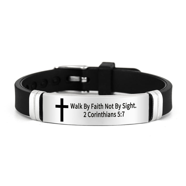 Christianartworkshop Multi - Styled Motivational Cross Bracelet with Bible Verses - Silver 5:7 - image 8