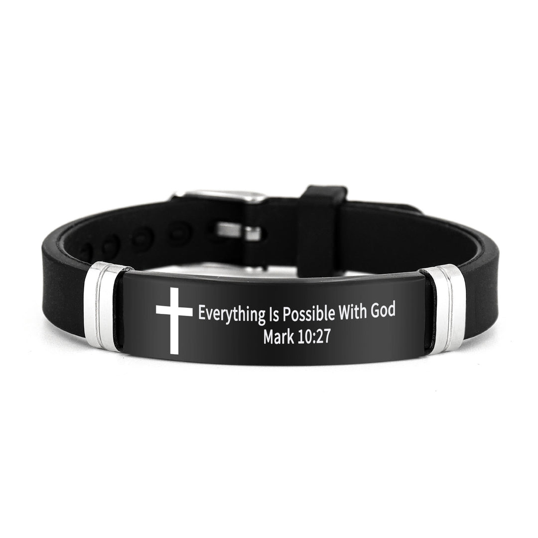 Christianartworkshop Multi - Styled Motivational Cross Bracelet with Bible Verses - Black 10:27 - image 24