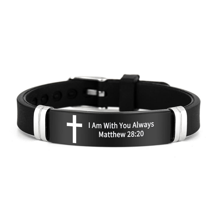 Christianartworkshop Multi - Styled Motivational Cross Bracelet with Bible Verses - Black 28:20 - image 26