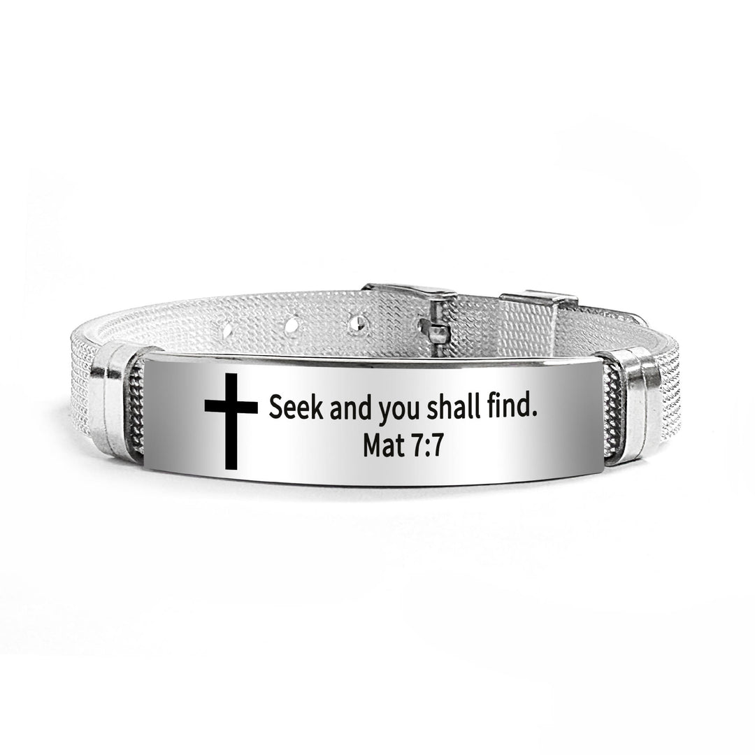 Christianartworkshop Multi - Styled Motivational Cross Bracelet with Bible Verses - Black PVC 7:7 - image 65