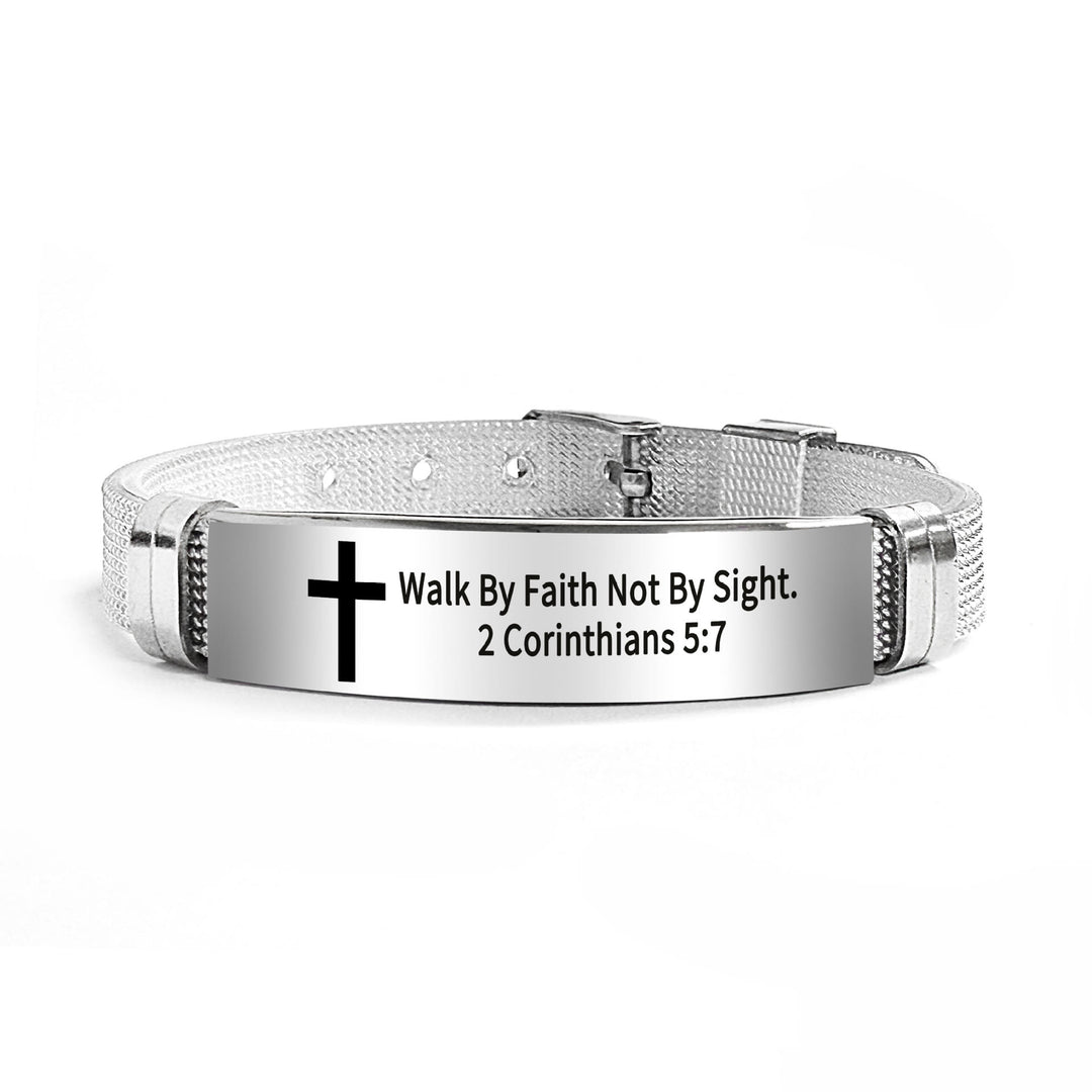 Christianartworkshop Multi - Styled Motivational Cross Bracelet with Bible Verses - Silver PVC 5:7 - image 64
