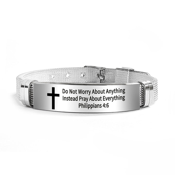 Christianartworkshop Multi - Styled Motivational Cross Bracelet with Bible Verses - Silver PVC 4:6 - image 63