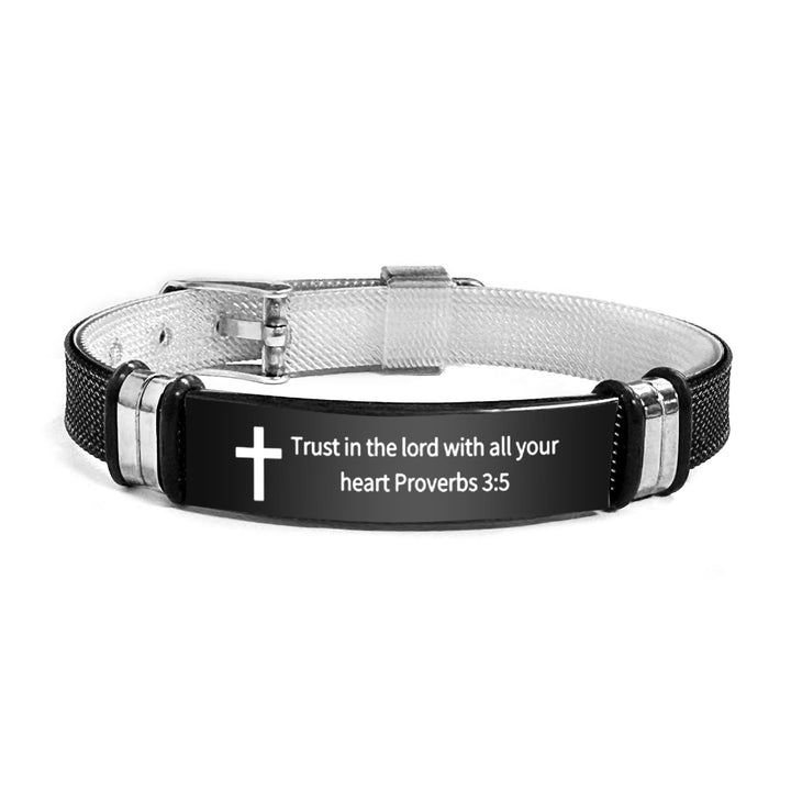 Christianartworkshop Multi - Styled Motivational Cross Bracelet with Bible Verses - Black&Silver PVC 3:5 - image 47