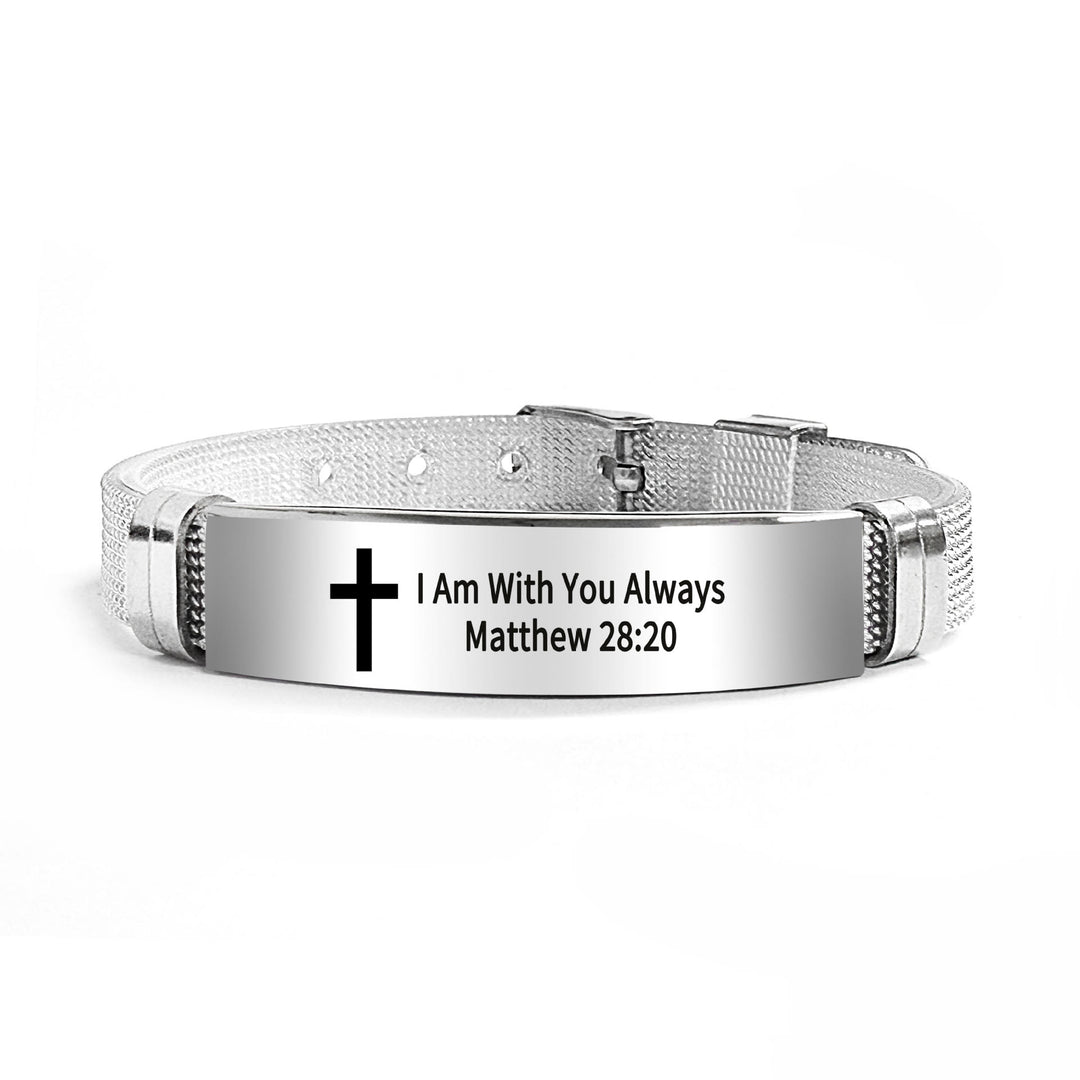 Christianartworkshop Multi - Styled Motivational Cross Bracelet with Bible Verses - Black PVC 28:20 - image 68