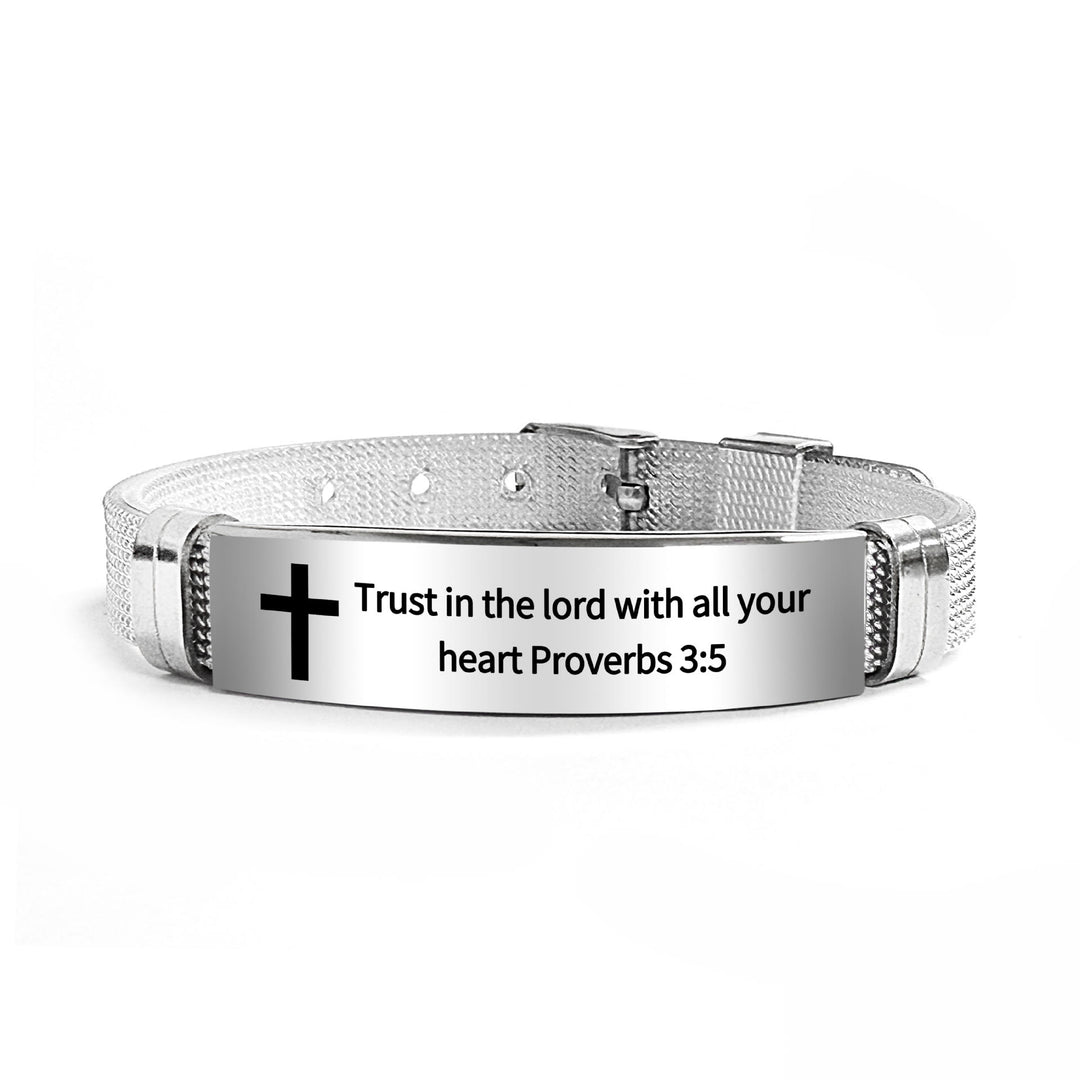 Christianartworkshop Multi - Styled Motivational Cross Bracelet with Bible Verses - Silver PVC 3:5 - image 61