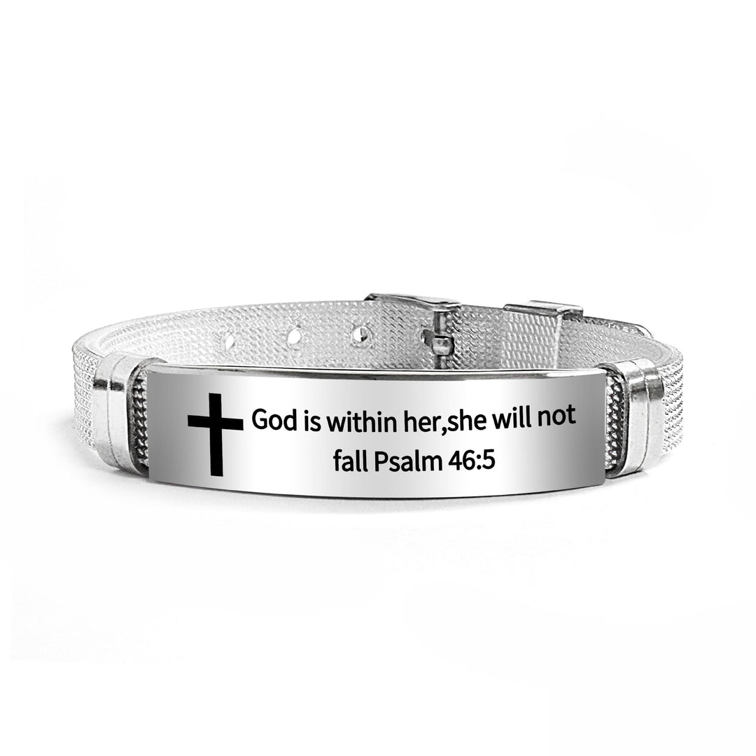 Christianartworkshop Multi - Styled Motivational Cross Bracelet with Bible Verses - Silver PVC 46:5 - image 62