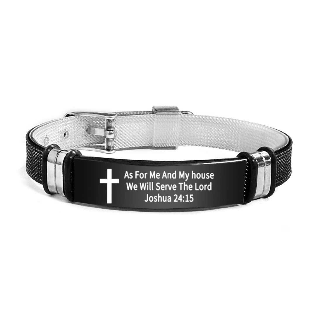 Christianartworkshop Multi - Styled Motivational Cross Bracelet with Bible Verses - Black&Silver PVC 24:15 - image 53