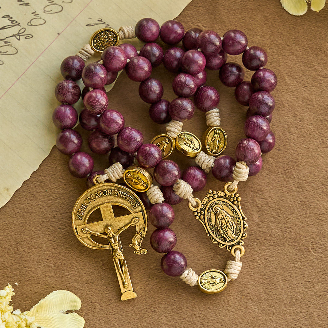Marian Protection Purple-Golden Rosary with Ornate Halo Crucifix: Royal Tones of Faith - image 2
