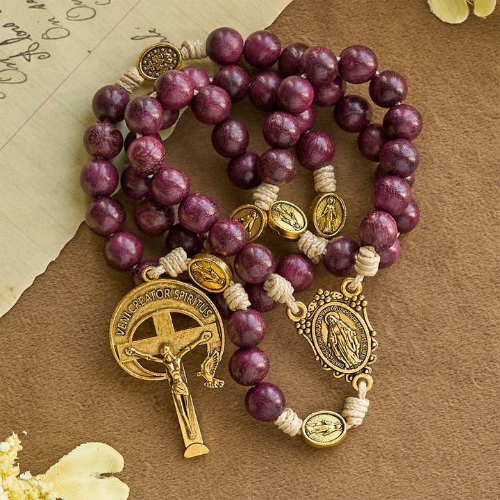 Marian Protection Purple-Golden Rosary with Ornate Halo Crucifix: Royal Tones of Faith - image 2