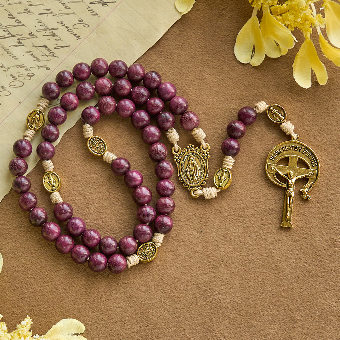 Marian Protection Purple-Golden Rosary with Ornate Halo Crucifix: Royal Tones of Faith - Purple-Golden - image 0
