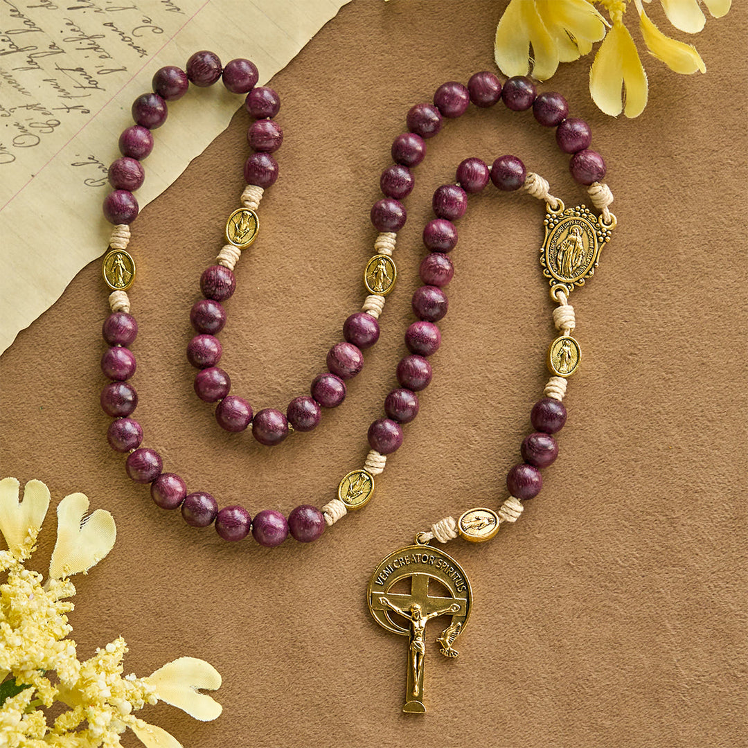 Marian Protection Purple-Golden Rosary with Ornate Halo Crucifix: Royal Tones of Faith - image 3