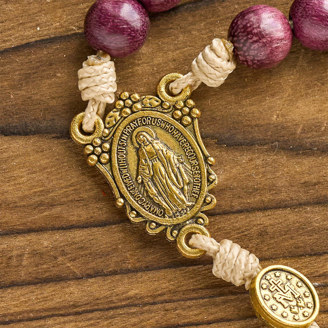 Marian Protection Purple-Golden Rosary with Ornate Halo Crucifix: Royal Tones of Faith - image 8