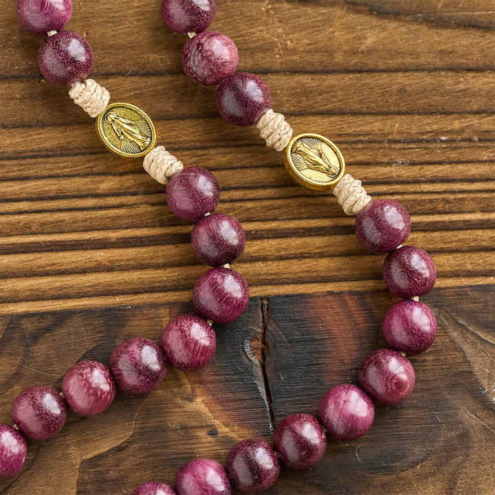 Marian Protection Purple-Golden Rosary with Ornate Halo Crucifix: Royal Tones of Faith - image 6