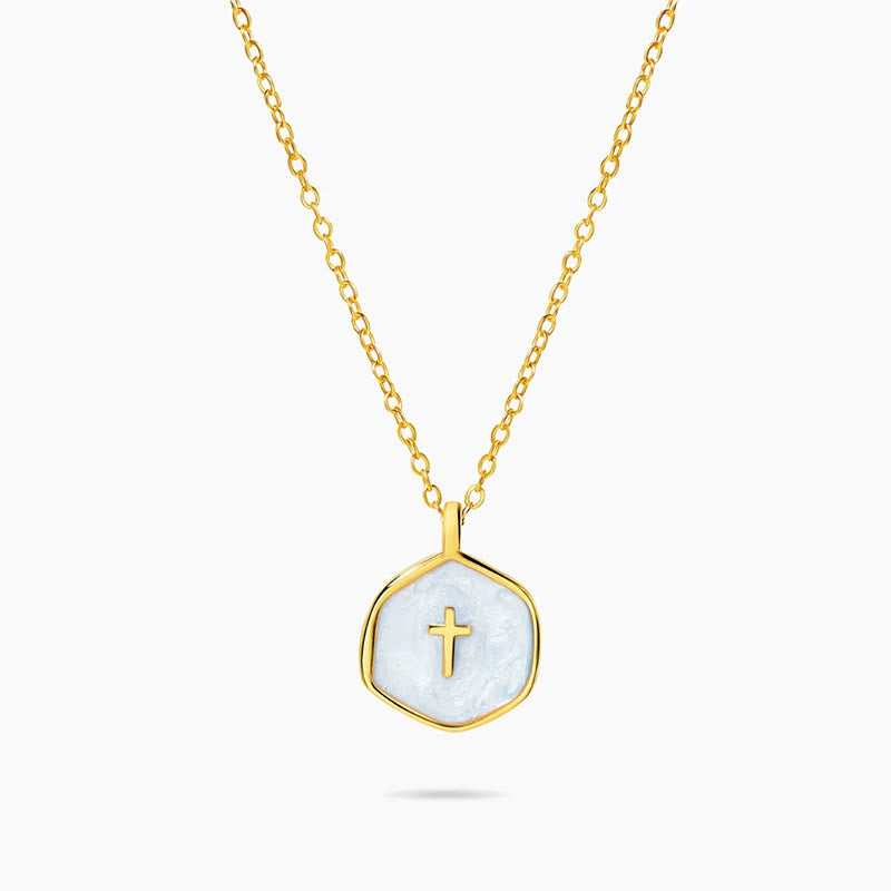 Christianartworkshop Geometric Cross Pendant Necklace in Pastel Hues - Blue - image 5