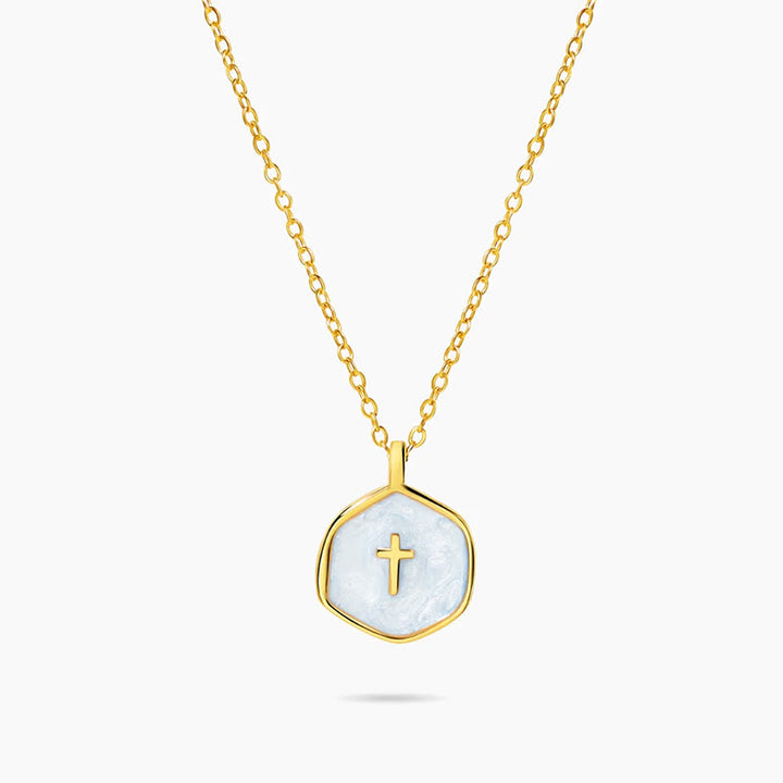 Christianartworkshop Geometric Cross Pendant Necklace in Pastel Hues - Blue - image 5