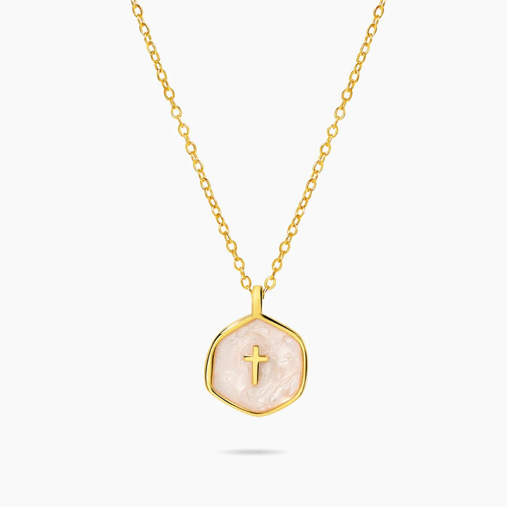 Christianartworkshop Geometric Cross Pendant Necklace in Pastel Hues - Pink - image 8