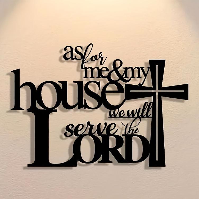 Christianartworkshop Faith - Filled Black Metal Wall Decor: Cross & As for Me & My House Verse - image 1
