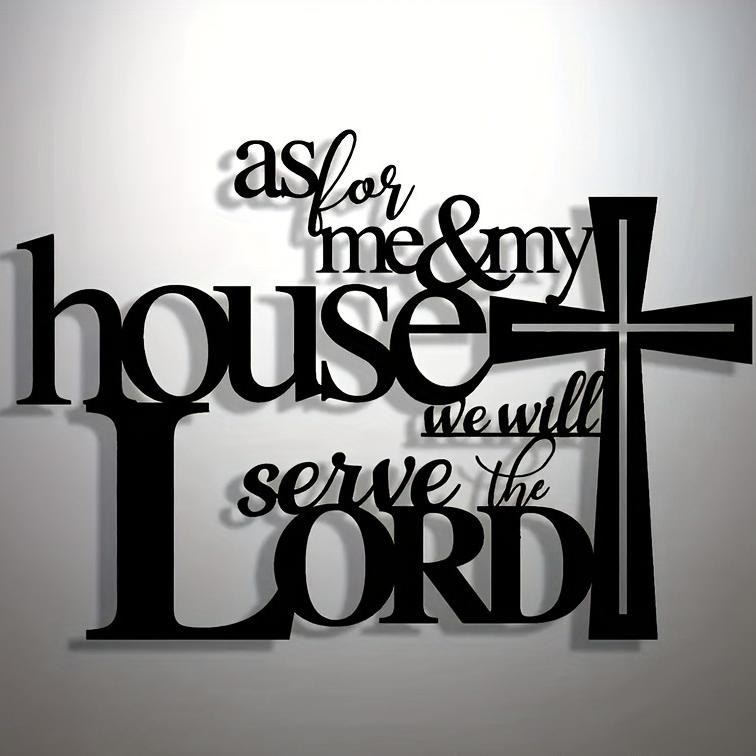 Christianartworkshop Faith - Filled Black Metal Wall Decor: Cross & As for Me & My House Verse - image 2