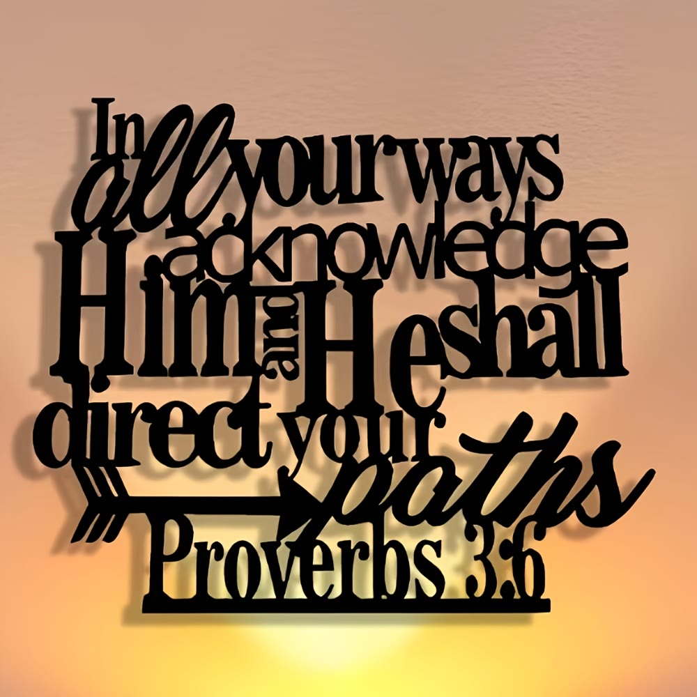 Christianartworkshop Proverbs 3:6 Black Metal Wall Sign with Arrow: Spiritual Direction - image 2