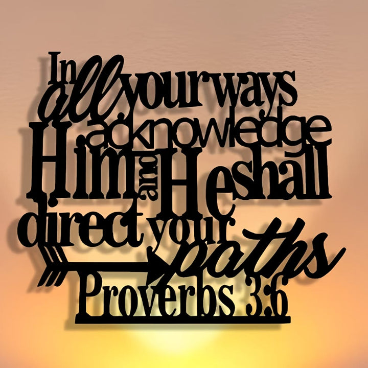 Christianartworkshop Proverbs 3:6 Black Metal Wall Sign with Arrow: Spiritual Direction - image 2