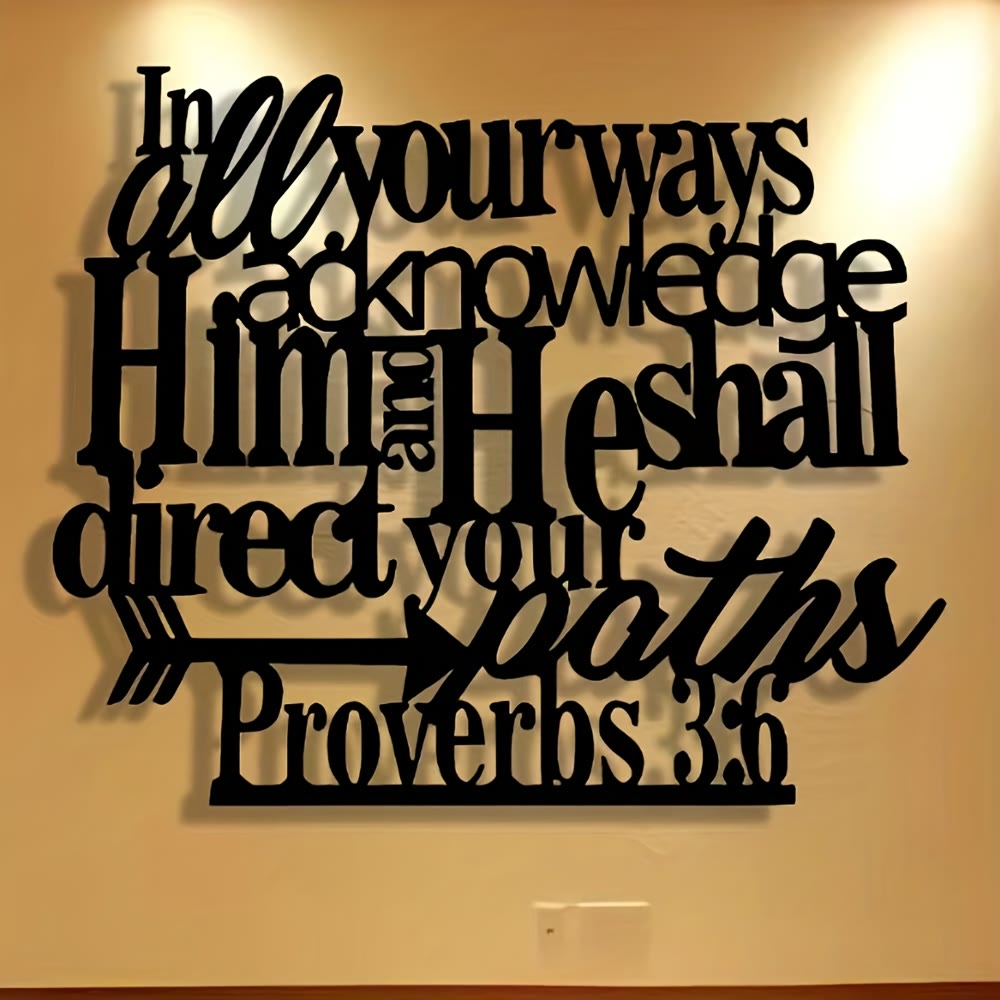 Christianartworkshop Proverbs 3:6 Black Metal Wall Sign with Arrow: Spiritual Direction - image 1