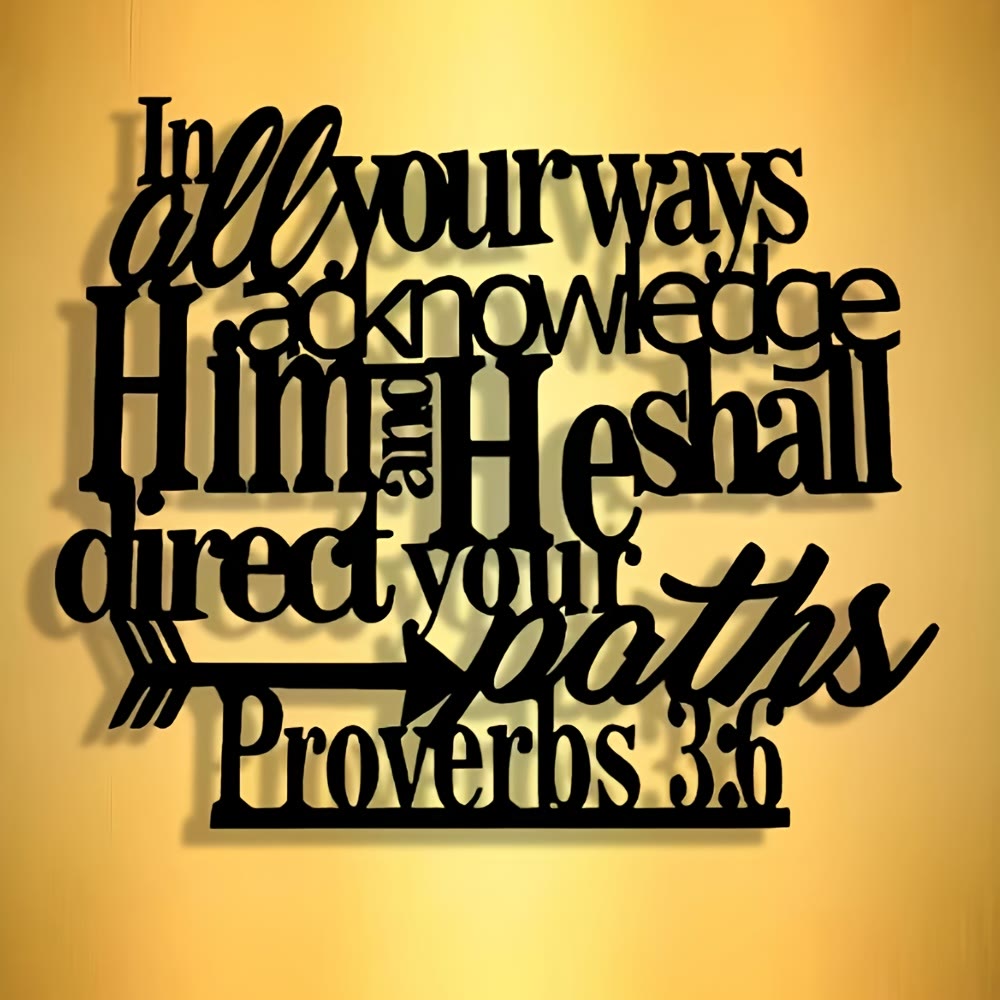 Christianartworkshop Proverbs 3:6 Black Metal Wall Sign with Arrow: Spiritual Direction - image 3
