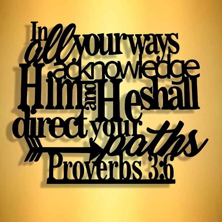 Christianartworkshop Proverbs 3:6 Black Metal Wall Sign with Arrow: Spiritual Direction - image 3