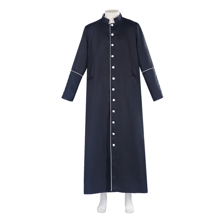 Christianartworkshop Classic Multicolor Clergy Robe Cassock with Contrast Trim & Medieval Elegance - Black with White Trim - 3XL - image 10