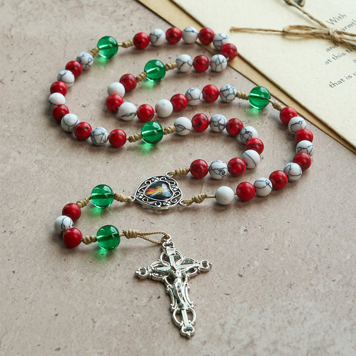 Candy-Cane Color Beads Christmas Rosary with Divine Mercy & Our Lady: Celebrate the Nativity - image 6