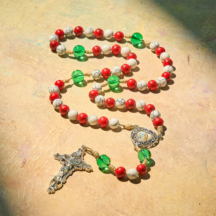 Candy-Cane Color Beads Christmas Rosary with Divine Mercy & Our Lady: Celebrate the Nativity - image 7