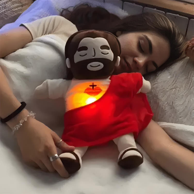 Christianartworkshop 2-Colored Jesus Plush Sleep Soother Doll: Glow, Breathing & Soothing Music - image 1