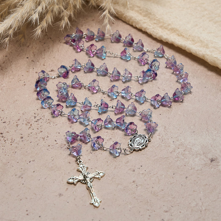 FREE Today: Pastel Bloom Lily-of-the-valley Glass Rosary With Our Lady: Pure Marian Grace - image 5