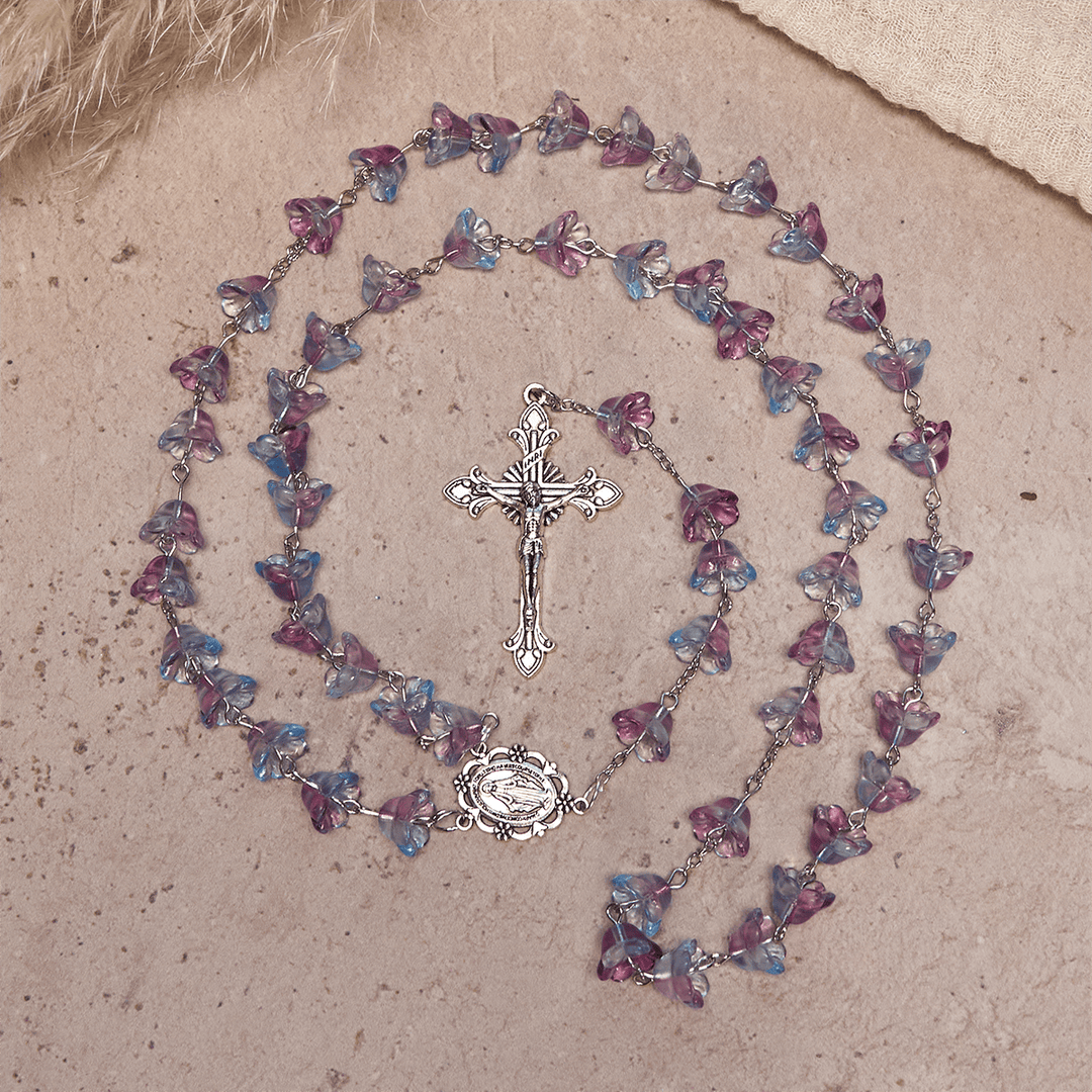 FREE Today: Pastel Bloom Lily-of-the-valley Glass Rosary With Our Lady: Pure Marian Grace - image 2