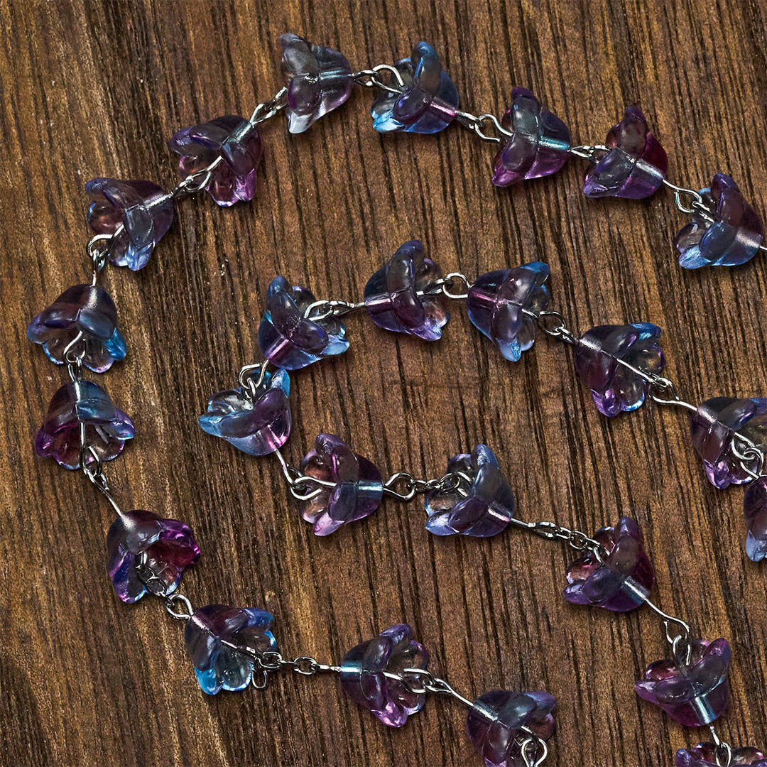 Christianartworkshop Pastel Bloom Lily-of-the-Valley Glass Rosary with Our Lady: Pure Marian grace - image 10