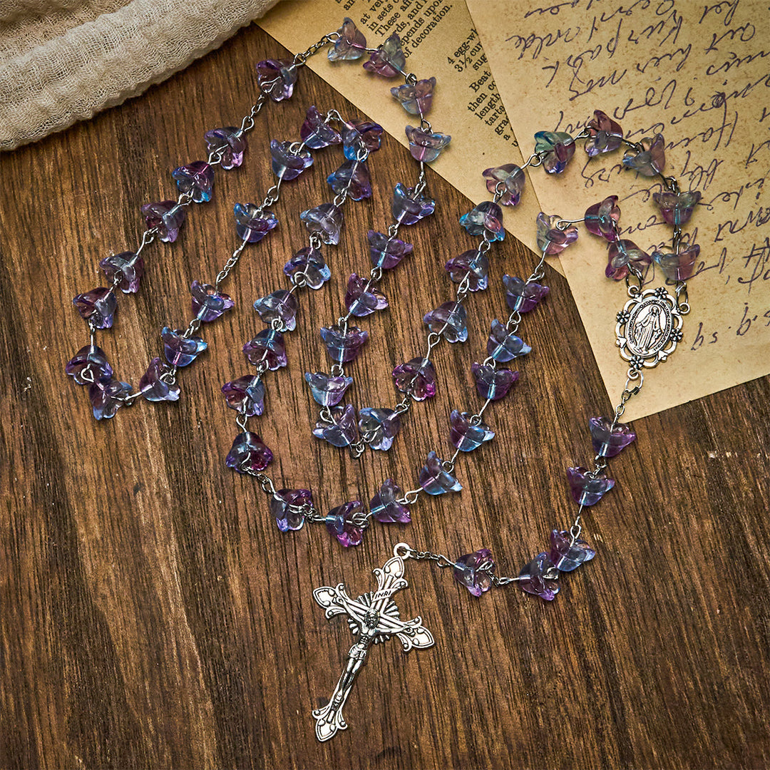 FREE Today: Pastel Bloom Lily-of-the-valley Glass Rosary With Our Lady: Pure Marian Grace - image 7