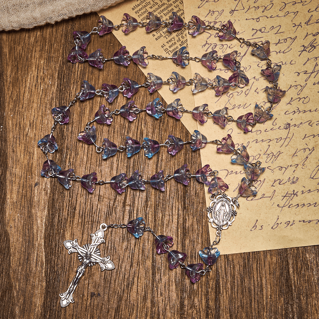 FREE Today: Pastel Bloom Lily-of-the-valley Glass Rosary With Our Lady: Pure Marian Grace - image 4