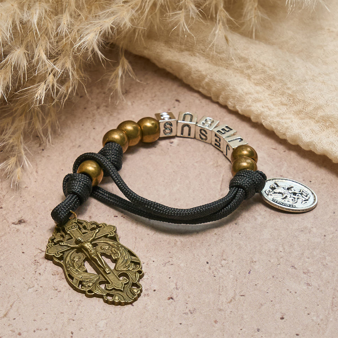 FREE Today: Minimal Black Rugged Pocket Rosary with St. Michael & Personalized JESUS Letter - image 1