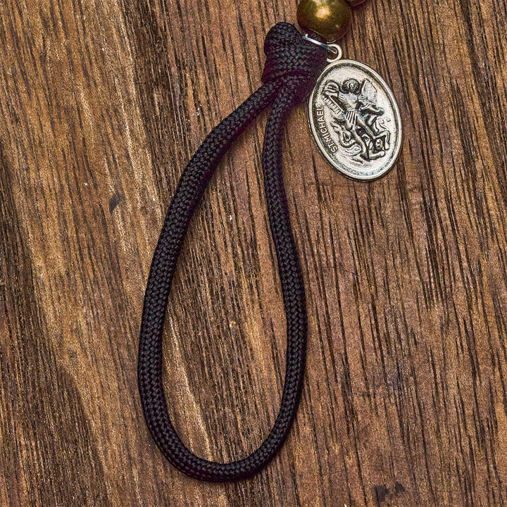 Christianartworkshop Minimal Black Rugged Pocket Rosary with St. Michael & Personalized JESUS Letter - image 7