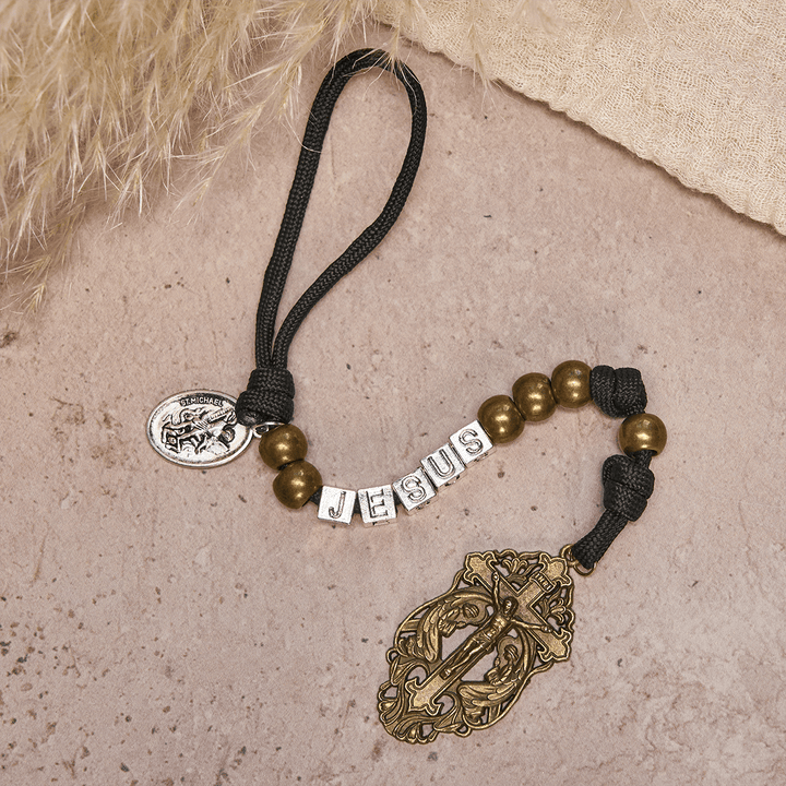 FREE Today: Minimal Black Rugged Pocket Rosary with St. Michael & Personalized JESUS Letter - image 3
