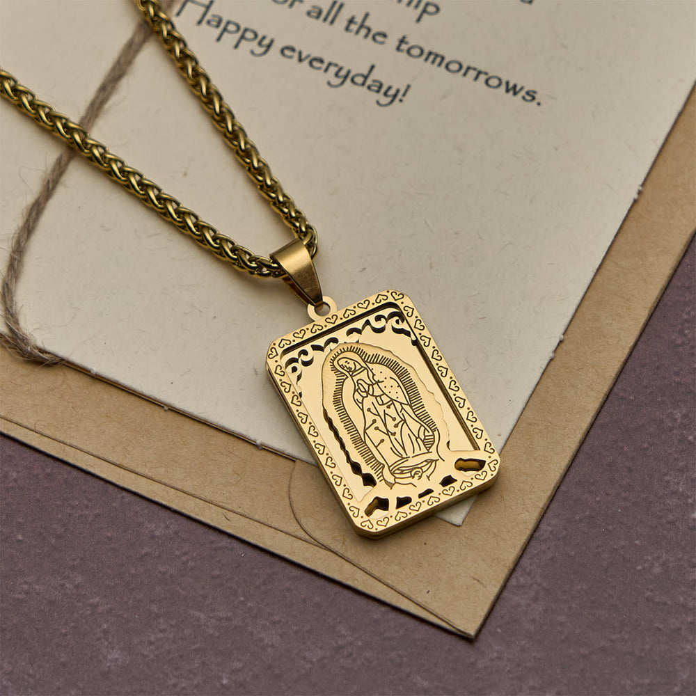 FREE Today: Our Lady of Guadalupe Pendant Necklace with Heart - Edged Charm - Golden - image 1