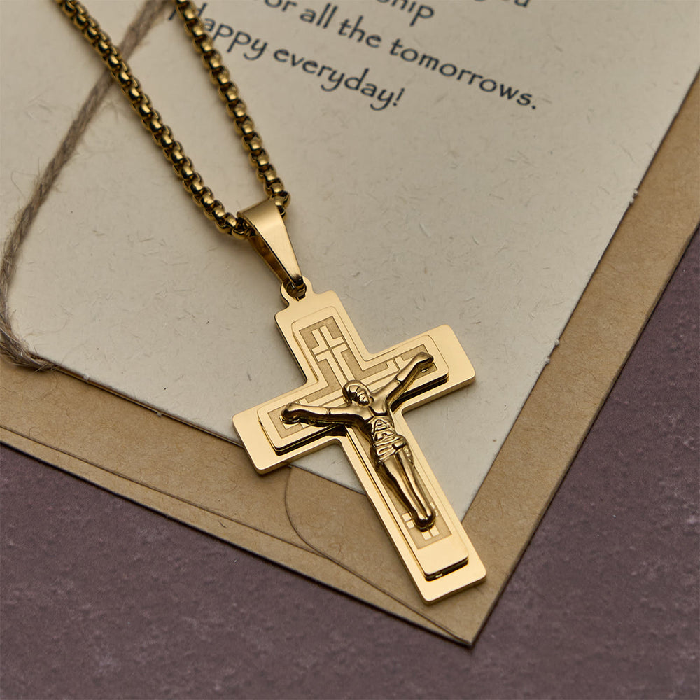 FREE Today: Classic Jesus Crucifix Pendant Necklace: Multi - Tone Metal Craft - image 1