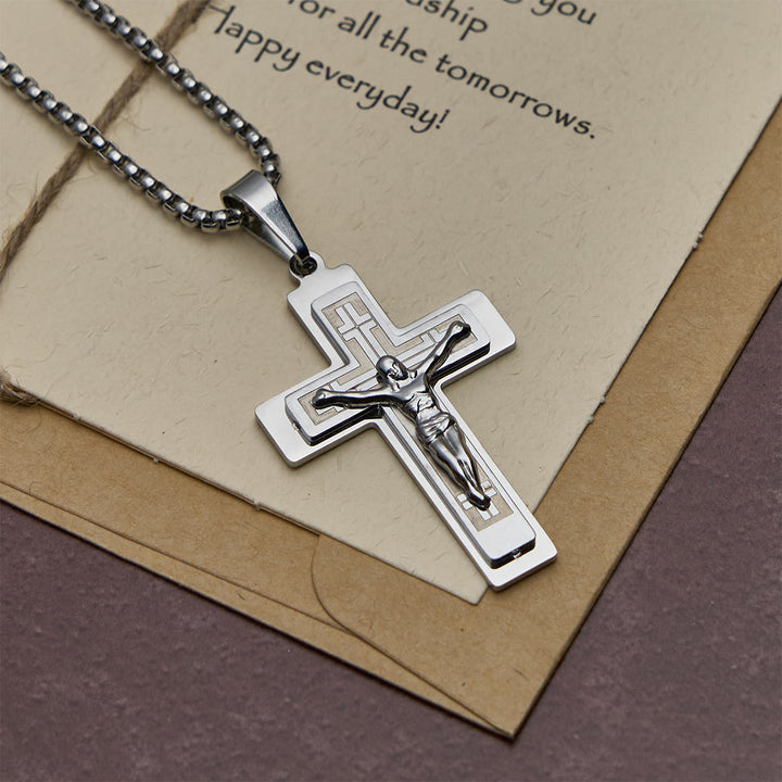 FREE Today: Classic Jesus Crucifix Pendant Necklace: Multi - Tone Metal Craft - Silver - image 5