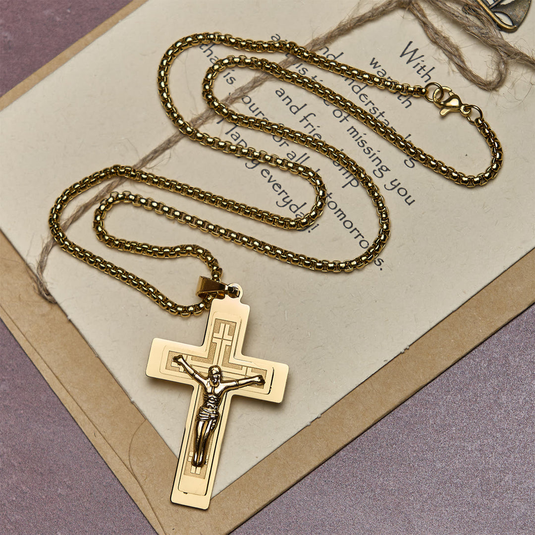 FREE Today: Classic Jesus Crucifix Pendant Necklace: Multi - Tone Metal Craft - image 2